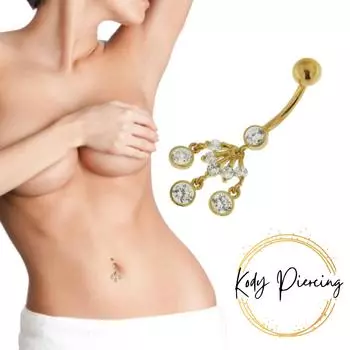 KODY PIERCING Подвесное кольцо для пупка из 14-каратного золота с полым шариком - качественный пирсинг