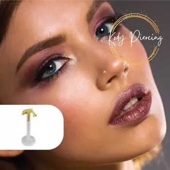 KODY PIERCING Украшение для пирсинга губы из 14-каратного золота Bioflex с дельфином - качественный пирсинг