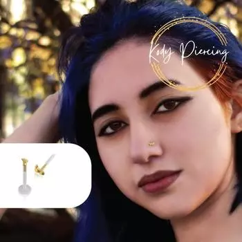 KODY PIERCING Золотая губа 14 карат, маленькая ножка