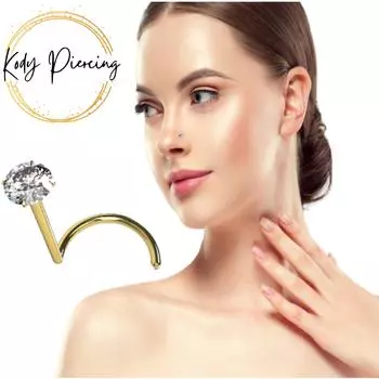 KODY PIERCING Золото 14 карат с настоящим АЛМАЗНЫМ винтом для носа - качественный пирсинг 2mm