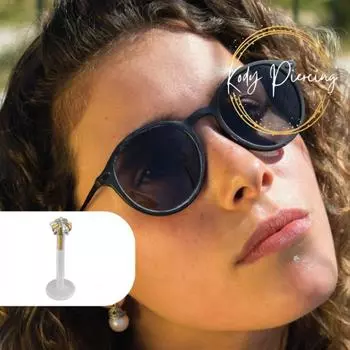 KODY ПИРСИНГ 14-каратное золото BioFlex, украшение для пирсинга губы с головкой звездного циркония CZ 3 мм - качественный пирсинг