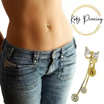 KODY ПИРСИНГ 14-каратное золото CZ Необычные драгоценные камни свисающее кольцо для тела в виде пупка - качественный пирсинг