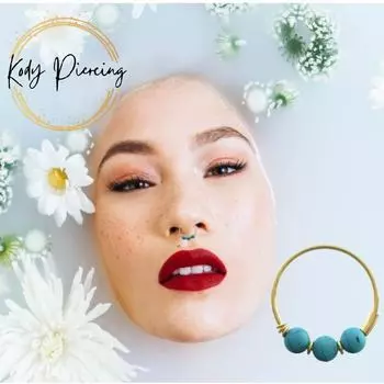 KODY ПИРСИНГ 9-каратное золото, ювелирные изделия для пирсинга, бирюзовые бусины, кольцо в носу - качественный пирсинг