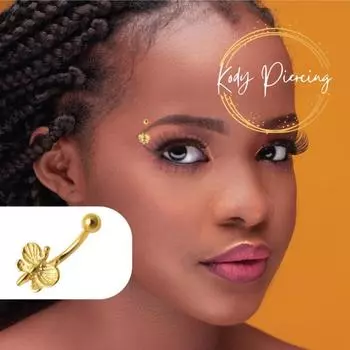 KODY ПИРСИНГ Маленький пирсинг-бабочка с покрытием из 18-каратного золота на дуге брови с шариком - качественный пирсинг