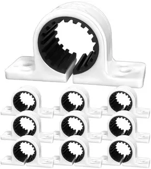 Koei Kasei Resin Saddle Fixing Brackets for and Vibration-Dampening Bands, 48.6mm Single-Pipe Plumbing, Walls, Floors, Lightweight, 10-Piece White, белый