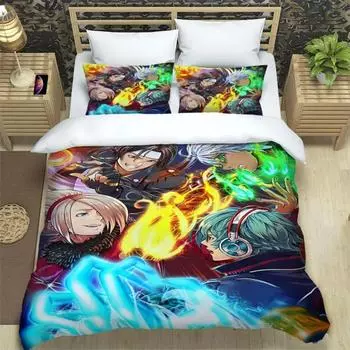 KOF Anime Art Print Three Piece Bedding Set Fashion Article Boys Or Adults For Beds Quilt Covers Pillowcases Bedding Set 70x133cm 2pcs