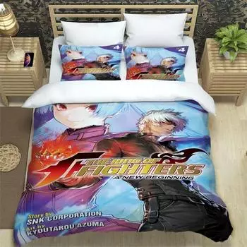KOF Anime Art Print Three Piece Bedding Set Fashion Article Boys Or Adults For Beds Quilt Covers Pillowcases Bedding Set 70x133cm 2pcs