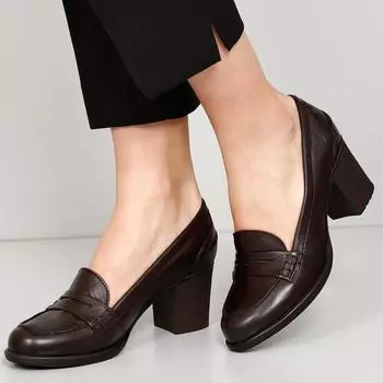 Кофе антикварная женская обувь из натуральной кожи с круглым носком на толстом среднем каблуке с резиновой подошвой