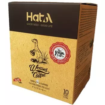 Кофе Kopi Luwak Weasel в капельной упаковке 10 упаковок King of Coffee Заморские сувениры Кофе Civet Cat Weasel, произведенный во Вьетнаме Hung Coffee [Шляпа A] (13г/упаковка)