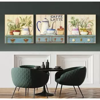 Кофе латте акварель цветок настенная живопись на холсте для кухни скандинавский декор для комнаты для девочек ручная рисованная декоративная картина 20x20cm No Frame