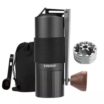 Кофе Vandroop Складная ручная кофемолка с 24 уровнями помола, регулируемая, из нержавеющей стали, удобная для переноски, ручная, ручка, мельница, портативная, шероховатость,