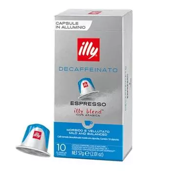 Кофе в капсулах Illy Nespresso совместимый без кофеина 10 упаковок