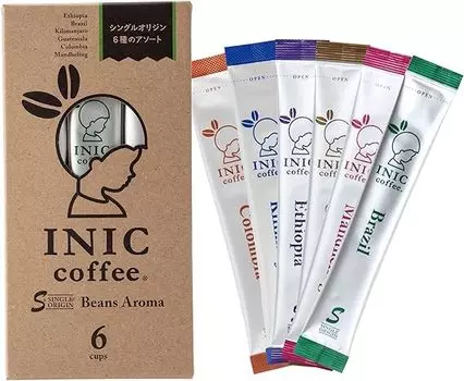 Кофе в зернах INIC Aroma Assorted Sticks, набор из 6 штук, который позволяет вам наслаждаться 6 видами продукции, принятыми мировыми бариста. Подарочный набор для кофе [Один