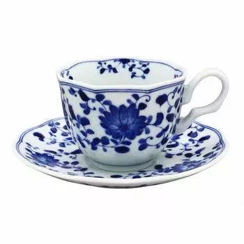 Кофейная чаша Mino ware тарелка хризантема арабеска сделано в Японии 502-18