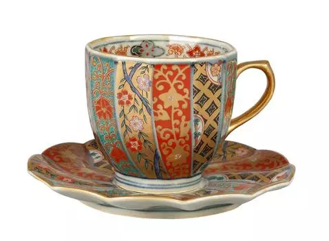 Кофейная чаша Rinkurou Kiln золотистого цвета с витым узором 009376C760