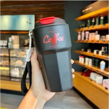 Кофейная чашка большой емкости, милые термосы из нержавеющей стали, портативный автомобильный термос, кружка, вода, сок, чай, посуда для напитков, дорожный офис 420ML красный