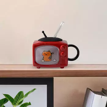 -Кофейная чашка, чай, молоко, маленькая форма телевизора, посуда для напитков, кофейная чашка для офиса, красный