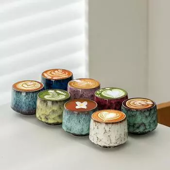 Кофейная чашка для смены печи в виде цветка, чайный сервиз, керамическая чашка для кофе эспрессо, завтрак для пары, молочная чашка для гостиной, украшение для чайного столика 200ml жёлтый