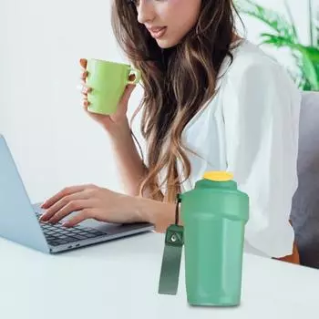 Кофейная чашка емкостью 450 мл с герметичным ремешком на запястье из нержавеющей стали с изолированными двойными стенками для путешествий 450ML чёрный