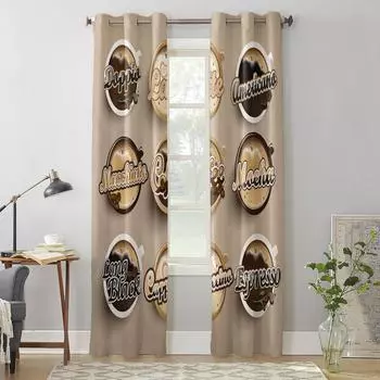 Кофейная чашка, художественная оконная занавеска для спальни, гостиной, оконные шторы, кухонные украшения, жалюзи, занавеска 135W x 60H(cm) x1