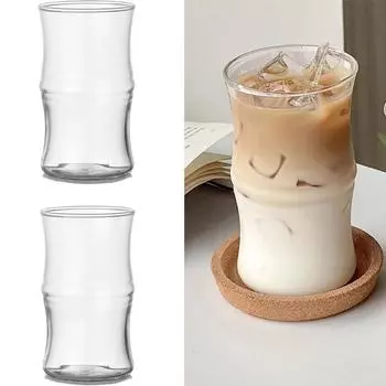 Кофейная чашка Ins Style High Temperature Bamboo Knot Cute Cold Drink Milk Latte Cup Microwave Clear Glass Drinkware Household 401-500ml