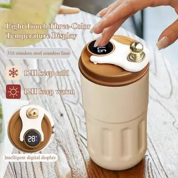 Кофейная чашка из нержавеющей стали, 420 мл, светодиодный дисплей температуры, термос, дорожная кофейная кружка, герметичная термостаканка, термос