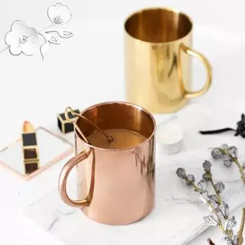 Кофейная чашка из нержавеющей стали, без запаха, герметичная, гладкая поверхность, небьющаяся, теплоизоляция, многоразовые двойные слои. золотистый