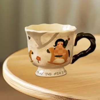 -Кофейная чашка, молочная чашка с , питьевые принадлежности, фарфоровый кофейный завтрак для офиса, Mushroom House