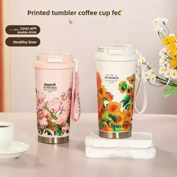 Кофейная чашка простая современная изоляция из нержавеющей стали 316, покрытая соломой, может сопровождать дорогостоящий дорожный спортивный отдых кофе 400-600ml