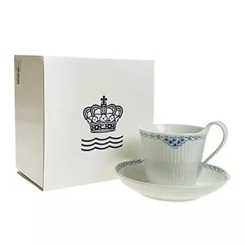 Кофейная чашка Royal Copenhagen Princess с блюдцем и высокой ручкой (S) 1-104-092 синий