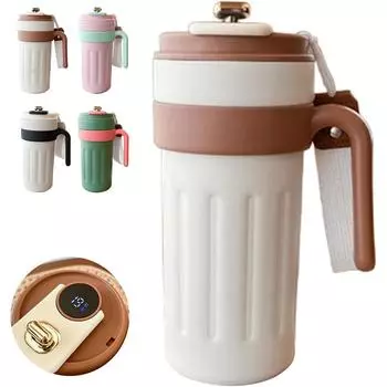 Кофейная чашка с дисплеем температуры, светодиодный дисплей температуры, кофейная кружка из нержавеющей стали, термос, интеллектуальная кофейная чашка с крышкой