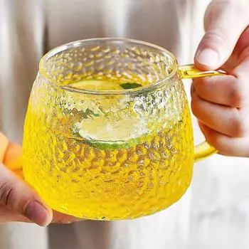 Кофейная чашка с рисунком молотка, термостойкая стеклянная кружка для сока, японский стиль, прозрачная ручка, чашка для чая для домашнего питья 1 cup