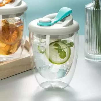 Кофейная чашка Tiki Lovely Cups Кофейная посуда Чайная посуда Стеклянная посуда с двойными стенками Стеклянная кружка Портативная посуда для питья Посуда для кухни и столовой 250ml розовый