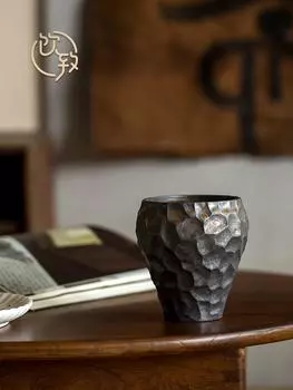 Кофейная чашка в японском стиле из керамики, простая кружка, бытовая, ручная работа, позолоченная, обожженная в печи, с ручной перфорацией, подвесная кофейная чашка с ушком