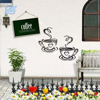 Кофейная чашка зеркало настенная наклейка трехмерная 3D самоклеящаяся макет ресторан кухня дверь украшение кафе