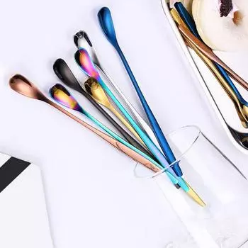 Кофейная десертная ложка из нержавеющей стали, чайная ложка с квадратной головкой и длинной ручкой, посуда 15cm