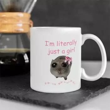Кофейная кружка «Грустный хомяк», 350 мл, с ручкой, термостойкая белая керамика, пищевая многофункциональная чашка для чая, молока, воды, подарок на день рождения для фанатов мемов B