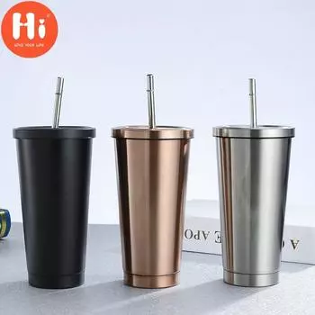 Кофейная кружка из нержавеющей стали Hi, 500 мл, термокружка с крышкой, пивные кружки для чашки чая, термос, металлическая чашка для напитков S золотой