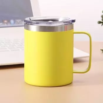 Кофейная кружка из нержавеющей стали на 12 унций, двойной термос, подарочная кружка, кружка с пластиковой ручкой 12oz