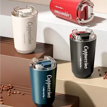 Кофейная кружка из нержавеющей стали с крышкой, термос, термос для воды, кафе, путешествия, посуда для напитков, изолированная бутылка для воды 380 мл 380ml бежевый