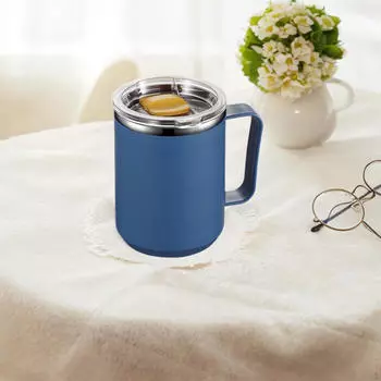 Кофейная кружка, изолированный стакан, герметичный, многоразовый, портативный, для путешествий, с крышкой и ручкой для синий