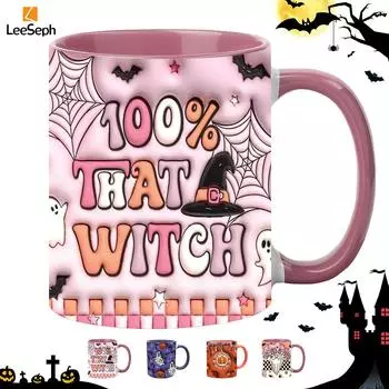 Кофейная кружка Leeseph Halloween, керамическая кофейная кружка Trick Or Treat Halloween, кофейная чашка Pumpkin Ghost для подарков любителям кофе 350ml