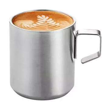 Кофейная кружка Leeseph из нержавеющей стали с ручкой, походная дорожная кружка с двойными стенками для кофе, чая, сока, молока, пива