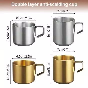 Кофейная кружка Leeseph из нержавеющей стали с ручкой, походная дорожная кружка с двойными стенками для кофе, чая, сока, молока, пива