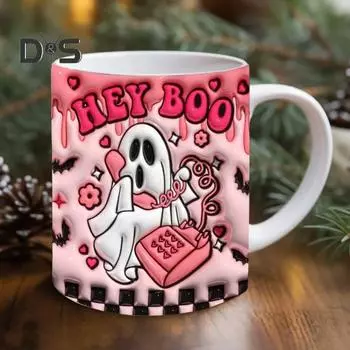 Кофейная кружка на Хэллоуин, керамическая кружка с тыквой, призрачным черепом и ручкой, стакан для сладостей, украшение для домашней вечеринки 2
