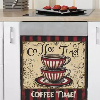 Кофейная кружка Плакат Шкаф Кухня Столовая Фон Ландшафтный дизайн Декоративные наклейки 34*34cm/fun-f316