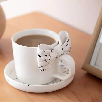 Кофейная кружка с блюдцем, чашка для чая, многоразовая, домашний декор, креативная, 300 мл, молочная керамика для офиса