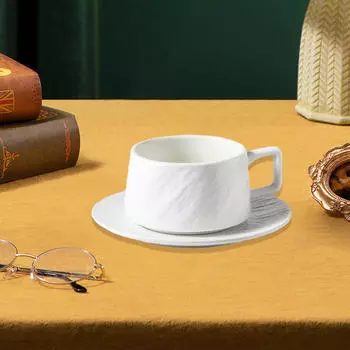 Кофейная кружка с блюдцем, чашка для завтрака, чашка для молока, уникальная чашка для чая, чашка для эспрессо-латте на новоселье белый
