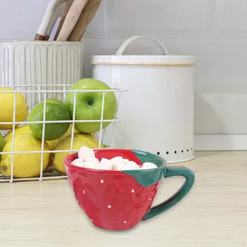 Кофейная кружка с клубничным дизайном, чашка для воды или холодные напитки, прекрасный керамический напиток для чая