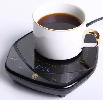 Кофейная кружка с контролем температуры, умная чашка для кофе, электрический чай, эспрессо, подогреватель для подогрева, автоматическое отключение для подогрева стола, подогреватель, чёрный
